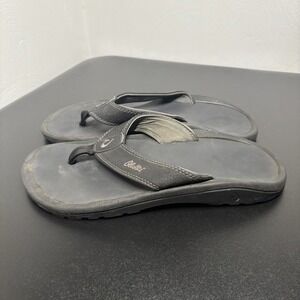 Olukai Ohana Men's 8 Sandals Slip on Thong Flip Flops Black‎ Beach EUR 41